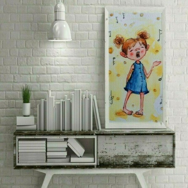 Η μικρή σοπράνο-Διακόσμηση τοίχου-artprint A4 - πίνακες & κάδρα, κορίτσι, αφίσες, παιδικά κάδρα - 2