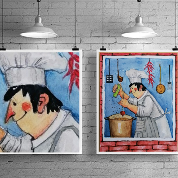 Μάγειρας - Διακόσμηση τοίχου - artprint A4 - πίνακες & κάδρα, αφίσες, πίνακες ζωγραφικής - 2
