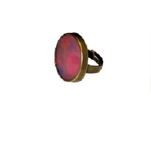 χειροποίητο κόσμημα δαχτυλίδι accesories pink+blue - abstract jewelry - πηλός, αυξομειούμενα, φθηνά