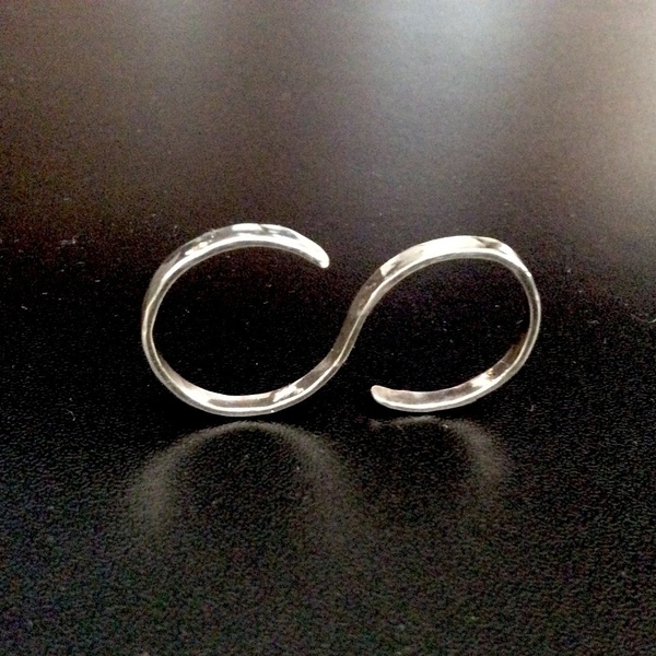 Διπλό ασημένιο δαχτυλίδι - ασήμι, minimal, βεράκια, αυξομειούμενα - 5