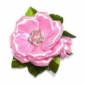 Λαστιχακι "Ροζ ανοιχτο λουλουδι" - ύφασμα, λαστιχάκια μαλλιών