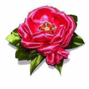 Λαστιχακι "Ροζ λουλουδι" - ύφασμα, λαστιχάκια μαλλιών