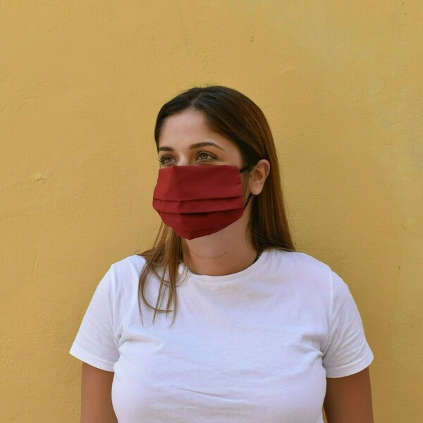 Υφασμάτινη μάσκα προσώπου ενηλίκων μπορντό από 100% βαμβάκι - γυναικεία, ανδρικά, πολλαπλών χρήσεων, μάσκες προσώπου - 2