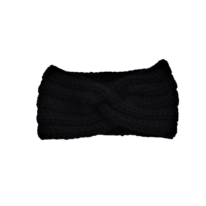 Χειροποίητη πλεκτή στριφτή κορδέλα μαύρη από 100% ακρυλικό νήμα - headbands, turban, νήμα