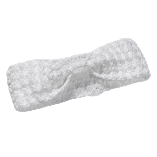 Χειροποίητη πλεκτή κορδέλα με δέσιμο άσπρη από 100% ακρυλικό νήμα - μαλλί, turban, headbands