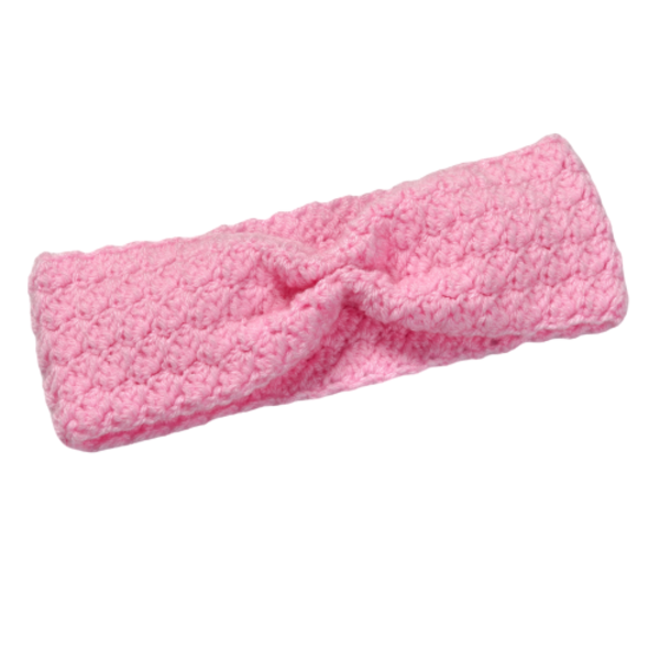 Χειροποίητη πλεκτή κορδέλα με σούρα ροζ από 100% ακρυλικό νήμα - μαλλί, κορδέλα, τουρμπάνι, headbands