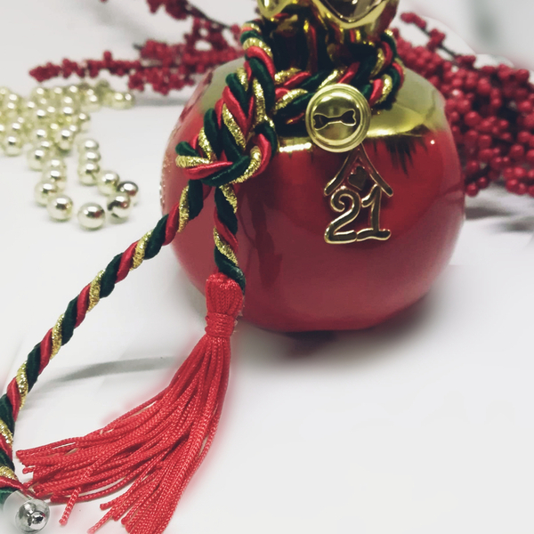 Κεραμικό Διακοσμητικό Ρόδι 2021 Μπορντό Χρυσό - charms, ρόδι, χριστουγεννιάτικα δώρα, γούρια - 3