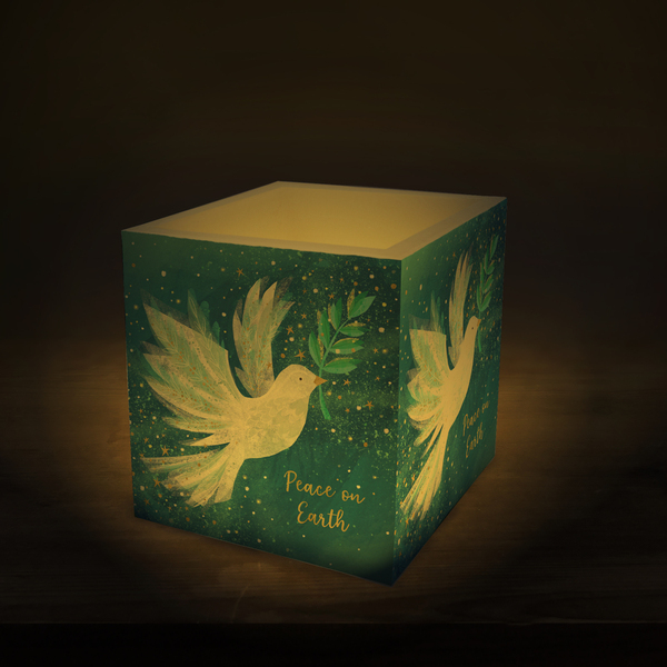 Peace on Earth Κουφωτό κερί φαναράκι κύβος - χριστουγεννιάτικα δώρα, κεριά & κηροπήγια - 2