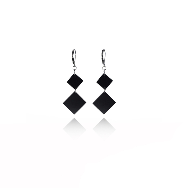 earrings.plexiglass,BLACK,steel,Geometric,(code 9bl) - plexi glass, ατσάλι, κρεμαστά