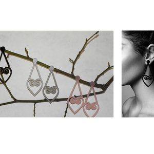 earrings,plexiglass,BLACK,steel,Heart,(code:14bl) - καρδιά, plexi glass, ατσάλι, κρεμαστά, μεγάλα - 2