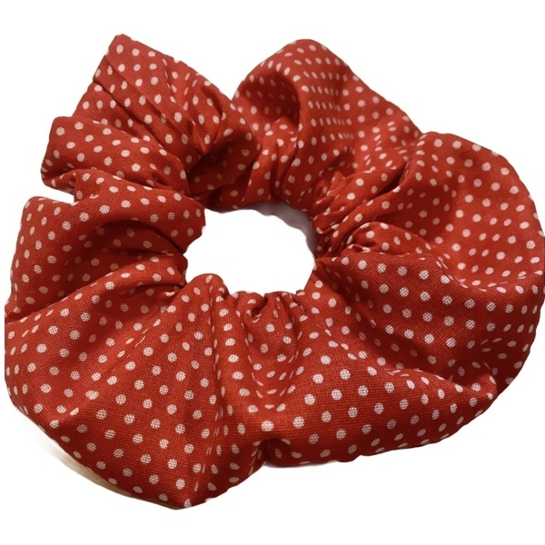 Handmade Scrunchie Red Dots. - λαστιχάκια μαλλιών - 2
