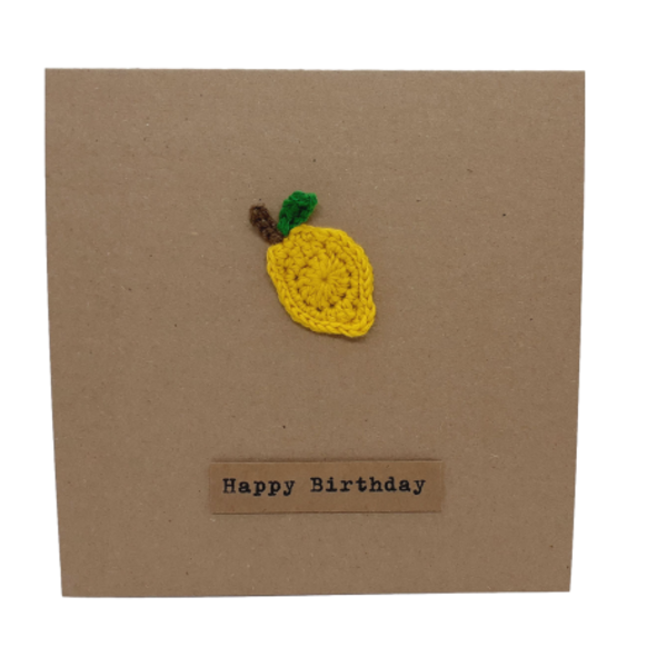 Ευχετήρια κάρτα (βελονάκι) - Λεμόνι - crochet, γενέθλια