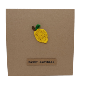 Ευχετήρια κάρτα (βελονάκι) - Λεμόνι - crochet, γενέθλια