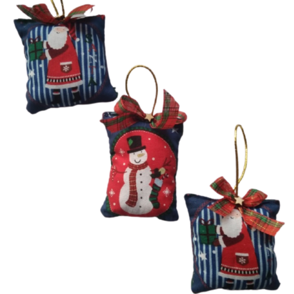 Υφασμάτινα Στολιδάκια για το δέντρο - ύφασμα, χιονάνθρωπος, χριστουγεννιάτικα δώρα, άγιος βασίλης - 2