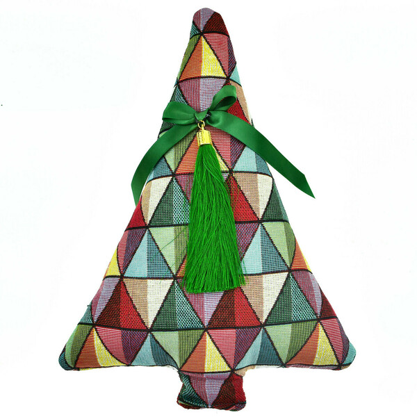 Υφασμάτινο δεντράκι με φούντα - χριστουγεννιάτικο, χριστουγεννιάτικο δέντρο, διακοσμητικά, δέντρο