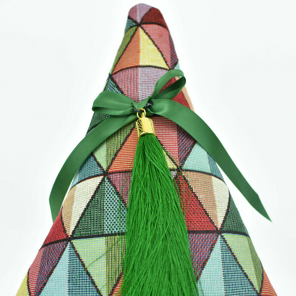Υφασμάτινο δεντράκι με φούντα - χριστουγεννιάτικο, χριστουγεννιάτικο δέντρο, διακοσμητικά, δέντρο - 3