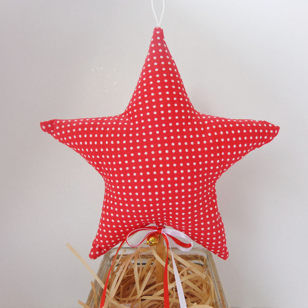 Βάζο με υφασμάτινο αστέρι - ύφασμα, γυαλί, αστέρι, διακοσμητικά, χριστουγεννιάτικα δώρα - 3