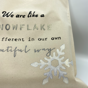 Πάνινη Τσάντα ♥ Snowflake - ύφασμα, ώμου, χριστουγεννιάτικο, πάνινες τσάντες - 3