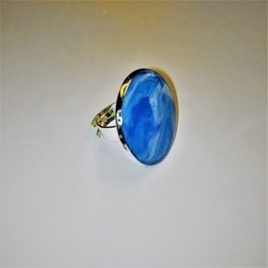 χειροποίητο κόσμημα δαχτυλίδι accesories blue - abstract jewelry - γυαλί, μεγάλα, αυξομειούμενα, φθηνά - 4