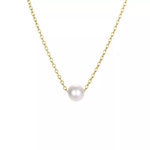 Κολιέ ατσαλι- Pearly gold - charms, επιχρυσωμένα, κοντά, ατσάλι, πέρλες