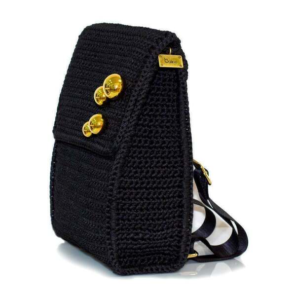 Χειροποίητη τσάντα πλάτης (backpack) Χρώμα Μαύρο - πλάτης, μεγάλες, all day, πλεκτές τσάντες, φθηνές - 3