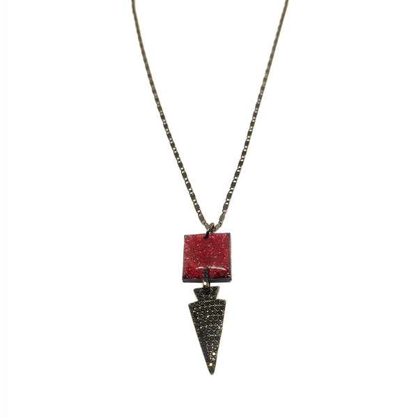 Zirgon Arrow necklace - γυαλί, ορείχαλκος, πηλός, κοντά, ζιργκόν