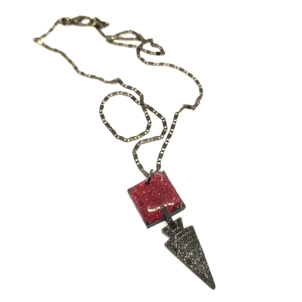 Zirgon Arrow necklace - γυαλί, ορείχαλκος, πηλός, κοντά, ζιργκόν - 2