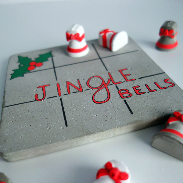 Τρίλιζα " JINGLE BELLS " - ζωγραφισμένα στο χέρι, διακοσμητικά, χριστουγεννιάτικα δώρα, τρίλιζα - 4