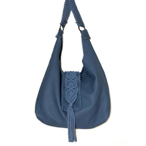 Urban Queen χειροποίητη hobo τσάντα "Destiny blue" - δέρμα, ώμου, μεγάλες, all day, πλεκτές τσάντες