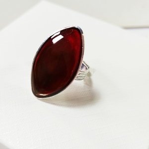 Δαχτυλίδι ασημί με κόκκινο υγρό γυαλί - επάργυρα, μεγάλα, αυξομειούμενα, φθηνά - 5