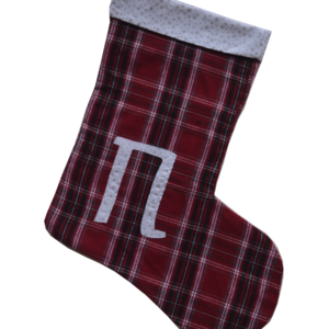 Χριστουγεννιάτικη κάλτσα με μονόγραμμα καρό - διακοσμητικά, ύφασμα, προσωποποιημένα, χριστουγεννιάτικα δώρα