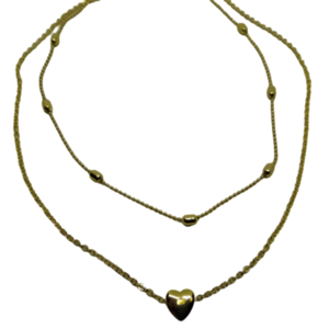 Σετ 2 κολιέ αλυσίδες σε χρυσό χρώμα - καρδιά, κοντά, δώρα για γυναίκες, φθηνά