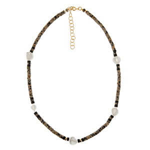Dalmatian Crystal Beaded Necklace - ημιπολύτιμες πέτρες, γυναικεία, ασήμι 925