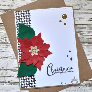 Ευχετήρια Κάρτα Χριστουγέννων - Poinsettia - χειροποίητα, χριστουγεννιάτικο, ευχετήριες κάρτες - 3