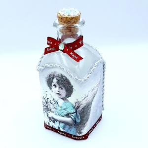Γυαλινο σετ βαζακι - μπουκαλακι με ξυλινο στολιδι άγγελος - γυαλί, χριστουγεννιάτικα δώρα, αγγελάκι, σετ δώρου - 2