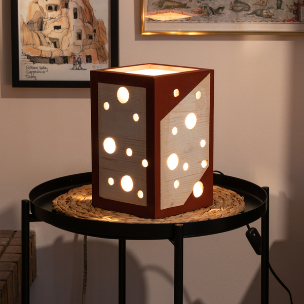 Ξύλινο επιτραπέζιο ορθογώνιο φωτιστικό - ξύλο, πορτατίφ, χειροποίητα - 2