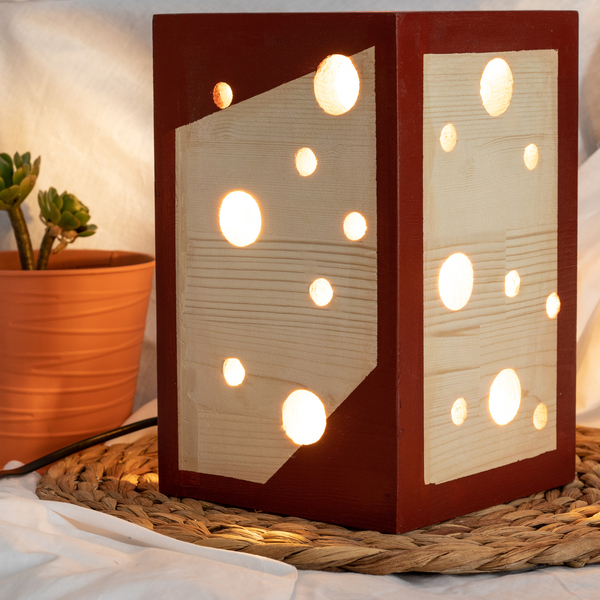 Ξύλινο επιτραπέζιο ορθογώνιο φωτιστικό - ξύλο, πορτατίφ, χειροποίητα - 3