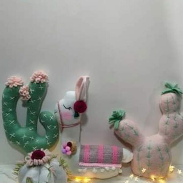 Μαξιλάρια διακοσμητικά σετ κάκτος και λάμα, boho style για το παιδικό δωμάτιο σε 4 σχέδια - boho, κάκτος, σετ δώρου, μαξιλάρια, δώρο γέννησης