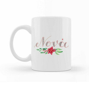 Χριστουγεννιάτικη κούπα Λευκή "Νονά" με αφιέρωση | 11oz - 300ml - προσωποποιημένα, κούπες & φλυτζάνια, χριστουγεννιάτικα δώρα, νονά