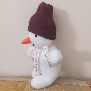 Χιονάνθρωπος από κάλτσες 35cm με σκουφάκι - διακοσμητικά, χριστούγεννα, χιονάνθρωπος, χριστουγεννιάτικα δώρα - 3