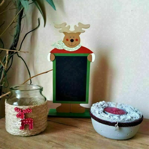 Επιτραπέζιο γυάλινο κηροπήγιο- γούρι με τάρανδο - γυαλί, δώρο, διακοσμητικά, χριστουγεννιάτικα δώρα - 5