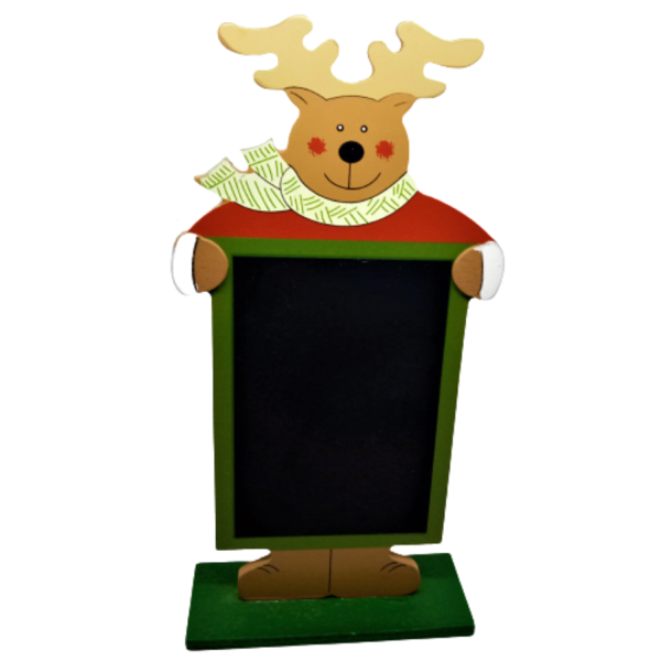Επιτραπέζιος ξύλινος τάρανδος με μαυροπίνακα - ξύλο, διακοσμητικά, χριστουγεννιάτικα δώρα, προσωποποιημένα