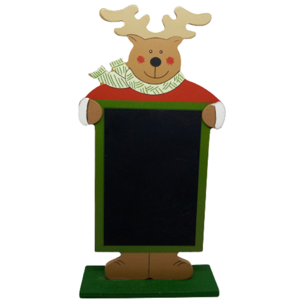 Επιτραπέζιος ξύλινος τάρανδος με μαυροπίνακα - ξύλο, διακοσμητικά, χριστουγεννιάτικα δώρα, προσωποποιημένα - 3