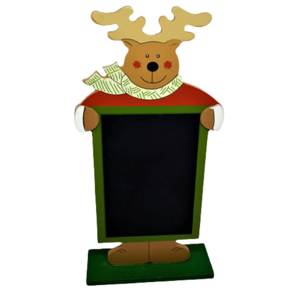 Επιτραπέζιος ξύλινος τάρανδος με μαυροπίνακα - ξύλο, διακοσμητικά, χριστουγεννιάτικα δώρα, προσωποποιημένα - 5