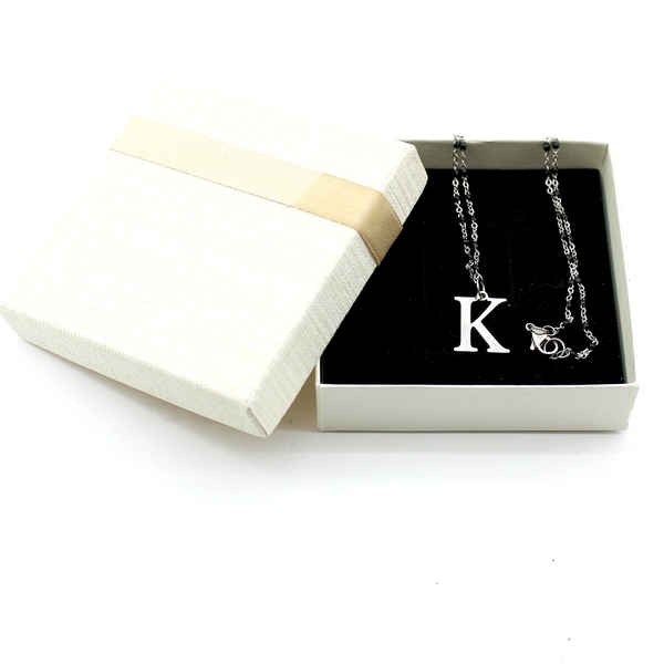 Κολιέ in corde μονόγραμμα (K) - charms, όνομα - μονόγραμμα, κοντά, ατσάλι, ροζάριο, δώρα για γυναίκες - 2