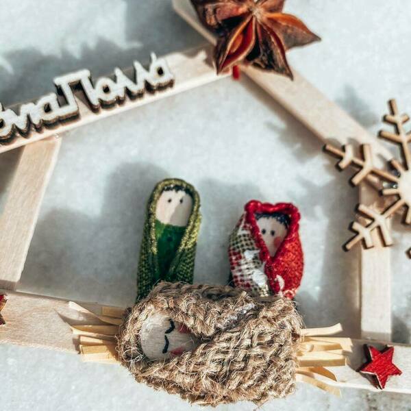 ''Φάτνη'' Χριστουγεννιάτικο κρεμαστό γούρι 2021 - ξύλο, σπίτι, χριστουγεννιάτικα δώρα, στολίδια - 3