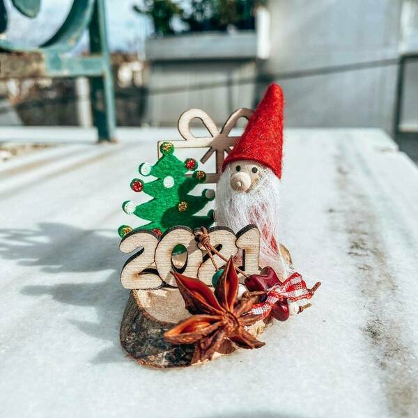 ''Χωριουδάκι του ξωτικού'' Χριστουγεννιάτικο διακοσμητικό γούρι 2021 - ξύλο, χριστουγεννιάτικα δώρα, γούρια, δέντρο - 3