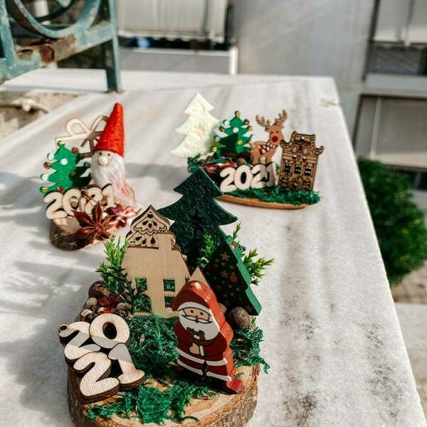 ''Χωριουδάκι του Ρούντολφ'' Χριστουγεννιάτικο διακοσμητικό γούρι 2021 - ξύλο, σπίτι, χριστουγεννιάτικα δώρα, γούρια - 4