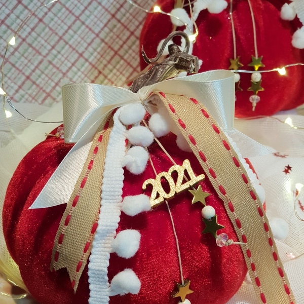Βελούδινη κολοκύθα | Δώρο για φίλους - ύφασμα, χριστουγεννιάτικα δώρα, κολοκύθα, γούρια - 2