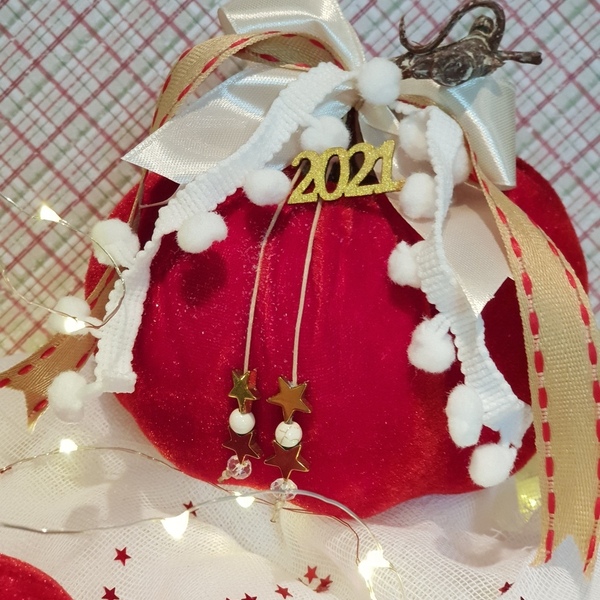 Βελούδινη κολοκύθα | Δώρο για φίλους - ύφασμα, χριστουγεννιάτικα δώρα, κολοκύθα, γούρια - 5
